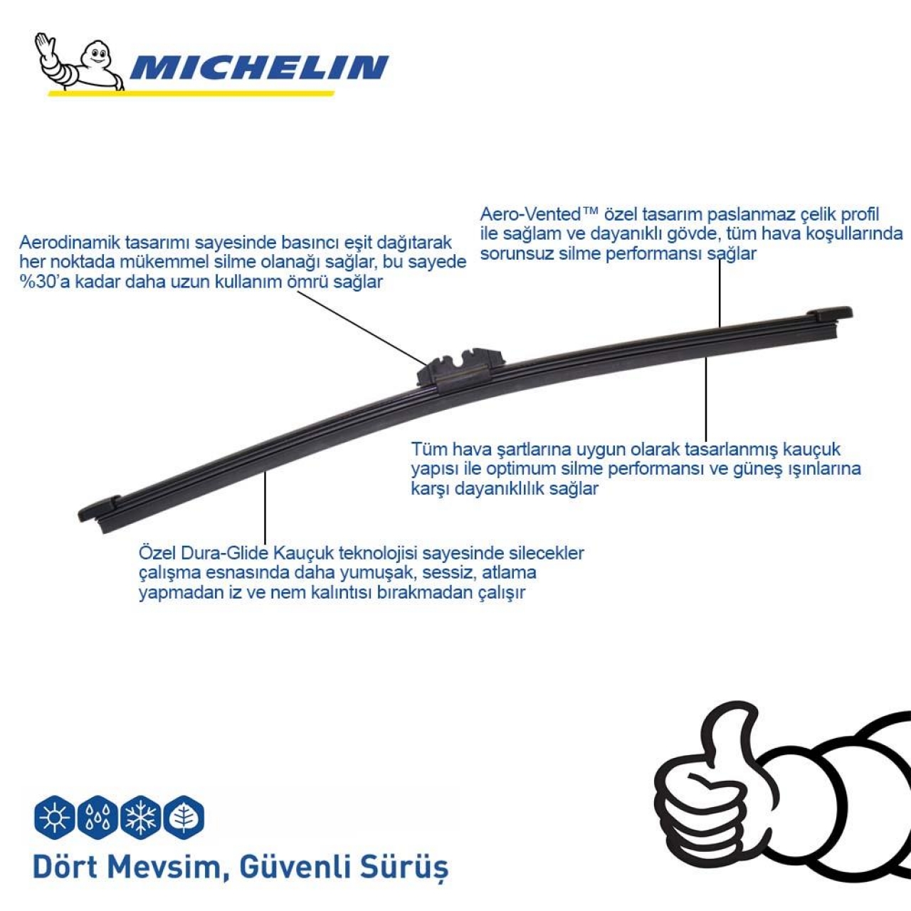 Michelin EASYCLIP™ MCR240 24CM 1 Adet Universal Muz Tipi Arka Silecek