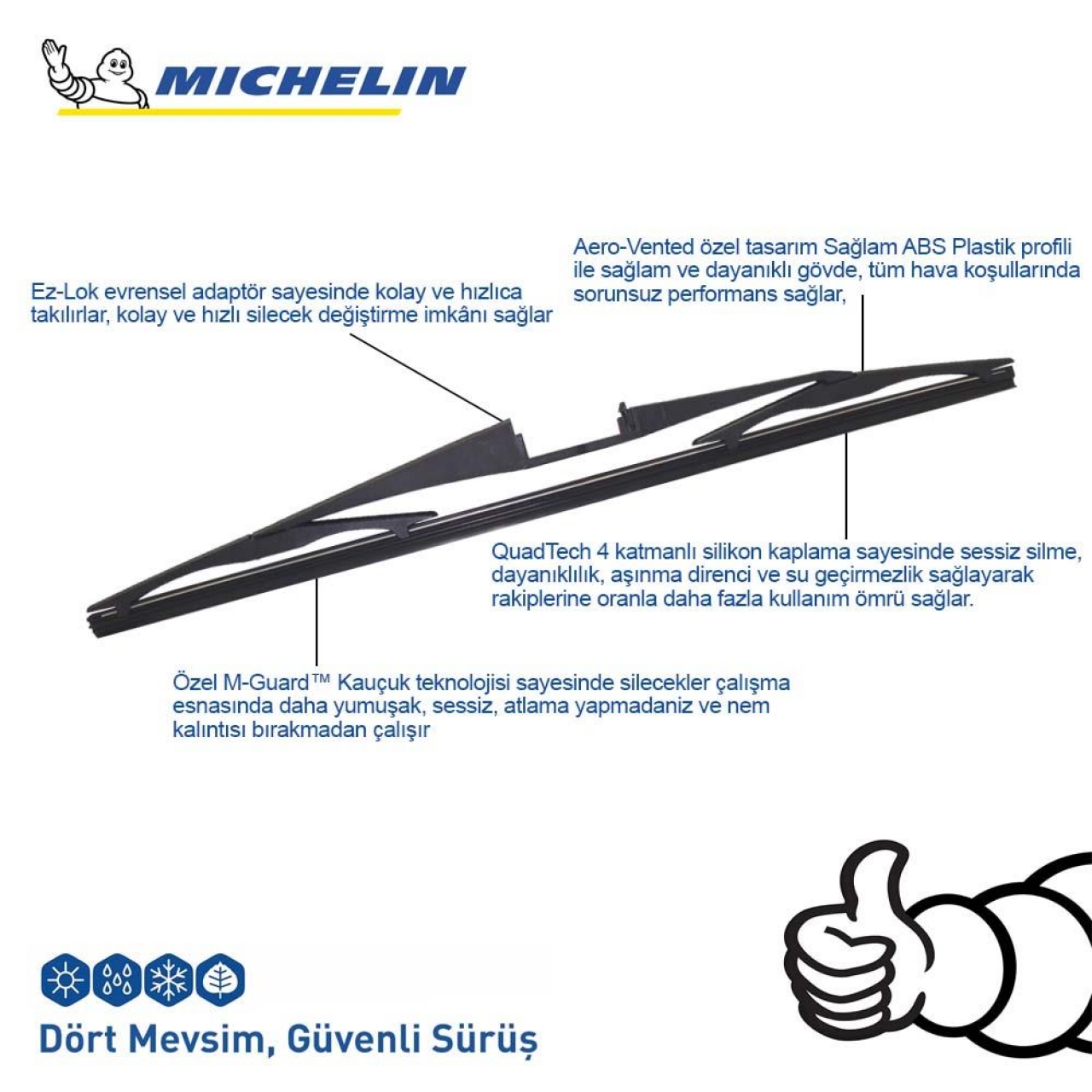 Michelin Rainforce™ MCR250 25CM 1 Adet Universal Telli Hibrit Arka Silecek