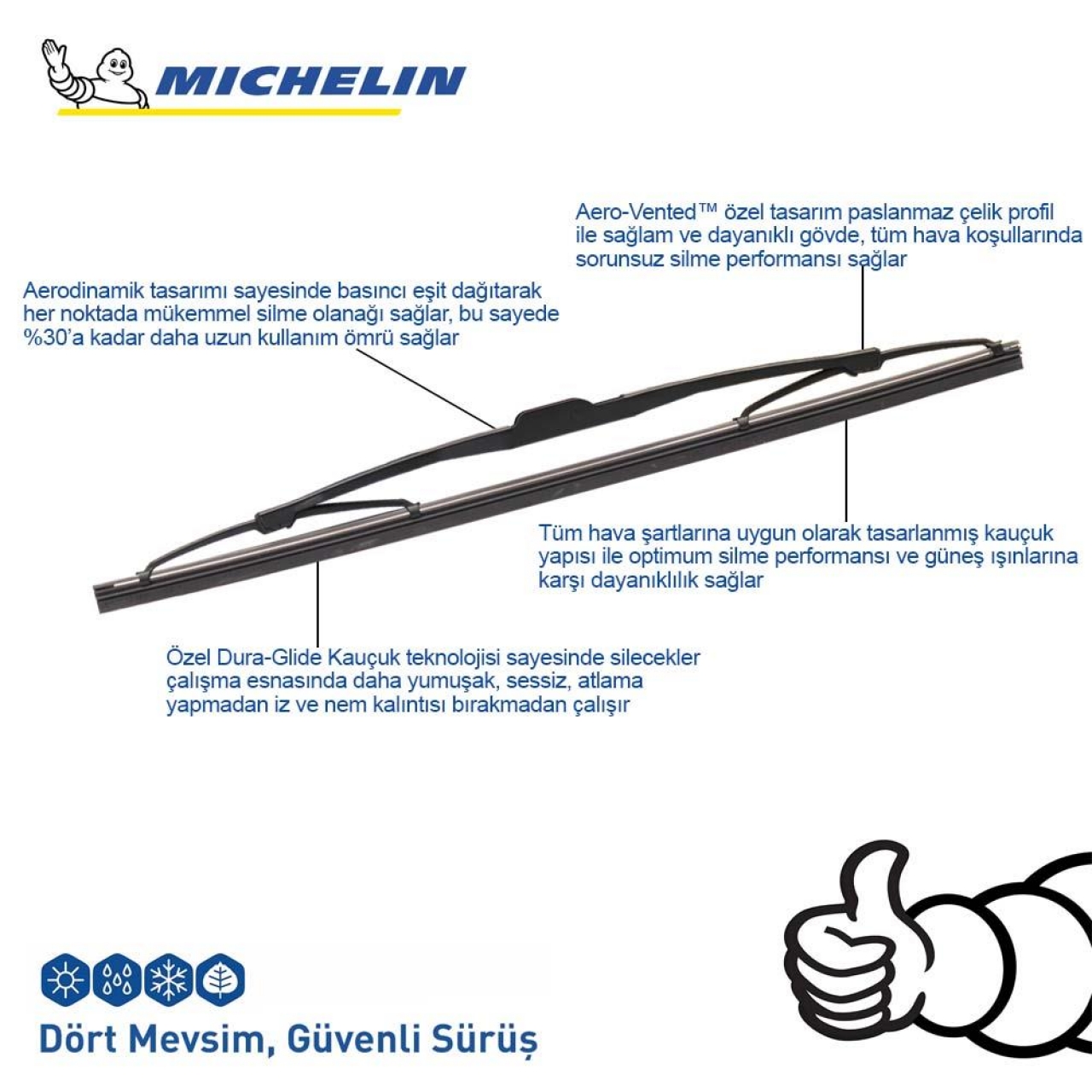Michelin Rainforce™ MCR340 34CM 1 Adet Universal Telli Arka Silecek