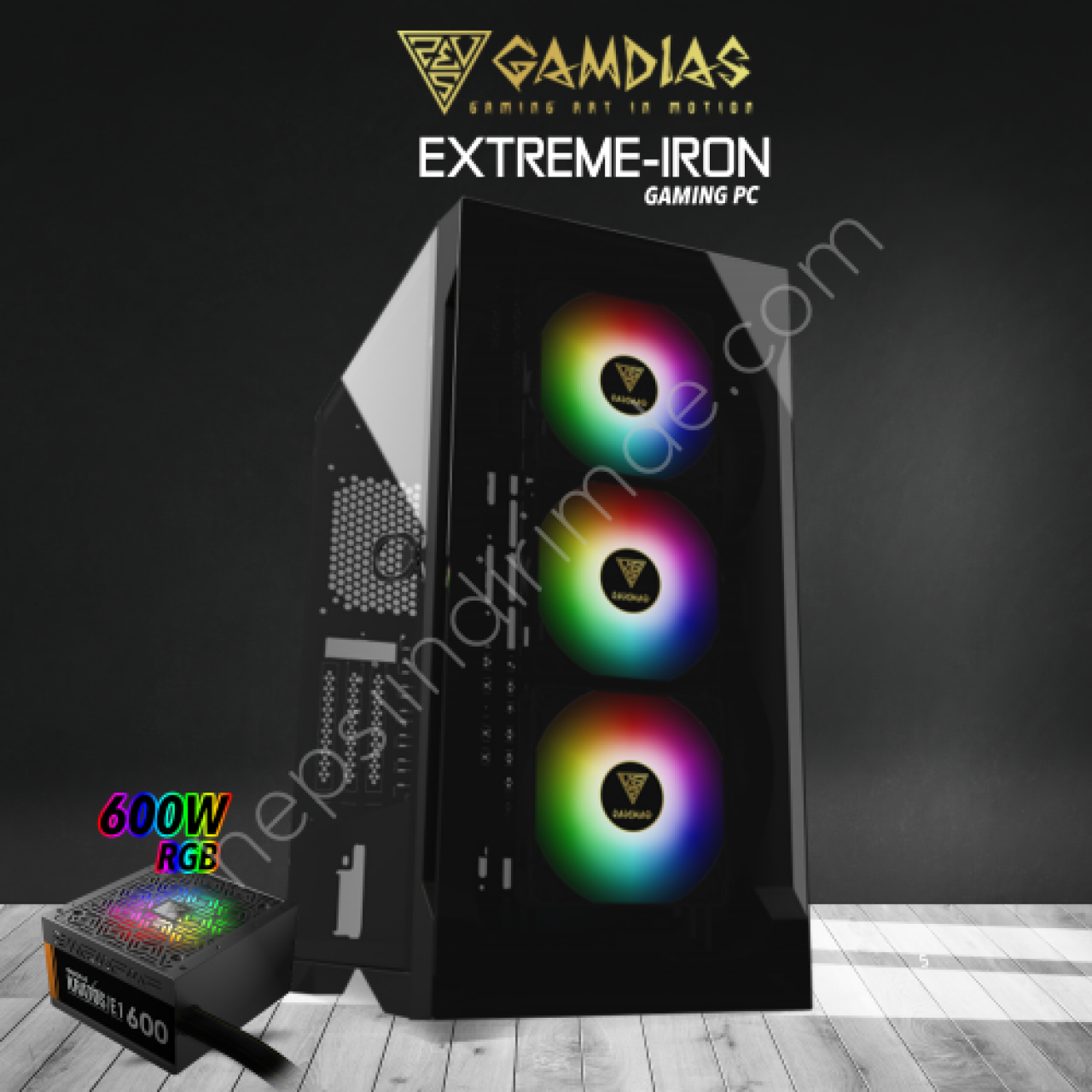 GAMDIAS EXTREME-IRON, i5-12400F, 16Gb DDR4 Ram, 500Gb NVMe SSD, 4Gb GDDR6 RX6500XT Ekran Kartı, 550W Kasa, Free Dos GAMING PC