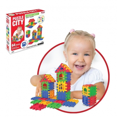 Fen Toys  64 Parça Geçmeli Lego Puzzle City Puzle