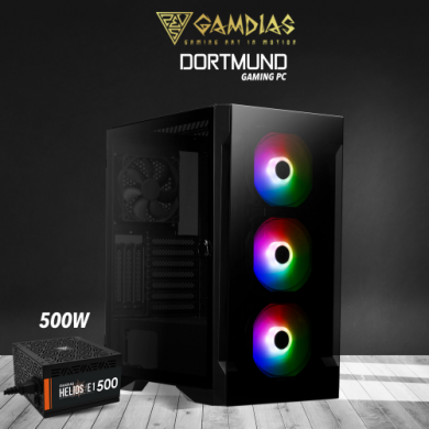 GAMDIAS Dortmund AMD Ryzen 5 3600, 16Gb Ram, 500Gb SSD, 6Gb GDDR6 RTX2060 Ekran Kartı, 750W Kasa, Free Dos GAMING PC