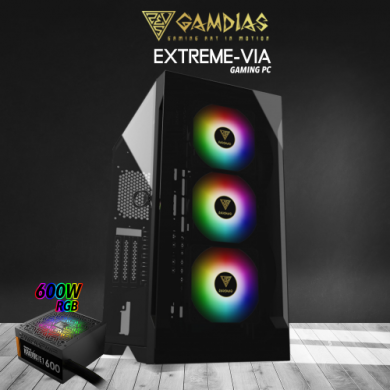 GAMDIAS EXTREME-VIA, i5-12400F, 16Gb DDR4 Ram, 500Gb NVMe SSD, 4Gb GDDR5 GTX1650 Ekran Kartı, 550W Kasa, Free Dos GAMING PC