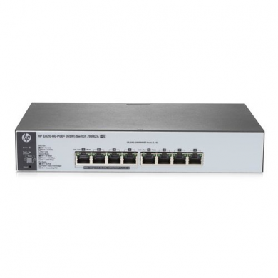 HP J9982A 1820-8G, 8Port, GigaBit 8 Port PoE, 65W, Yönetilebilir, Rack Mount Switch