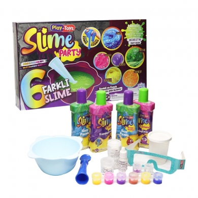 PlayToys  Slime Party Slime Hazırlama Seti 6 Farklı Slime Renkli Ve Esnek
